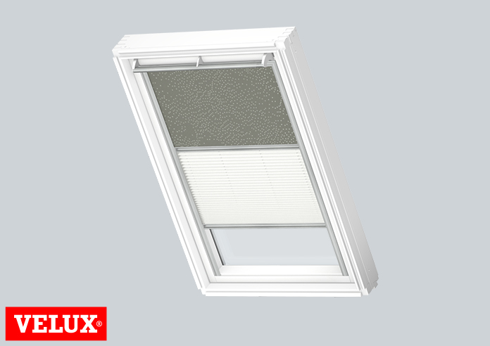 Duo Blind (Blackout), 4575 Dusty Green & 1016 White - VELUX Loft Blind - Image 3